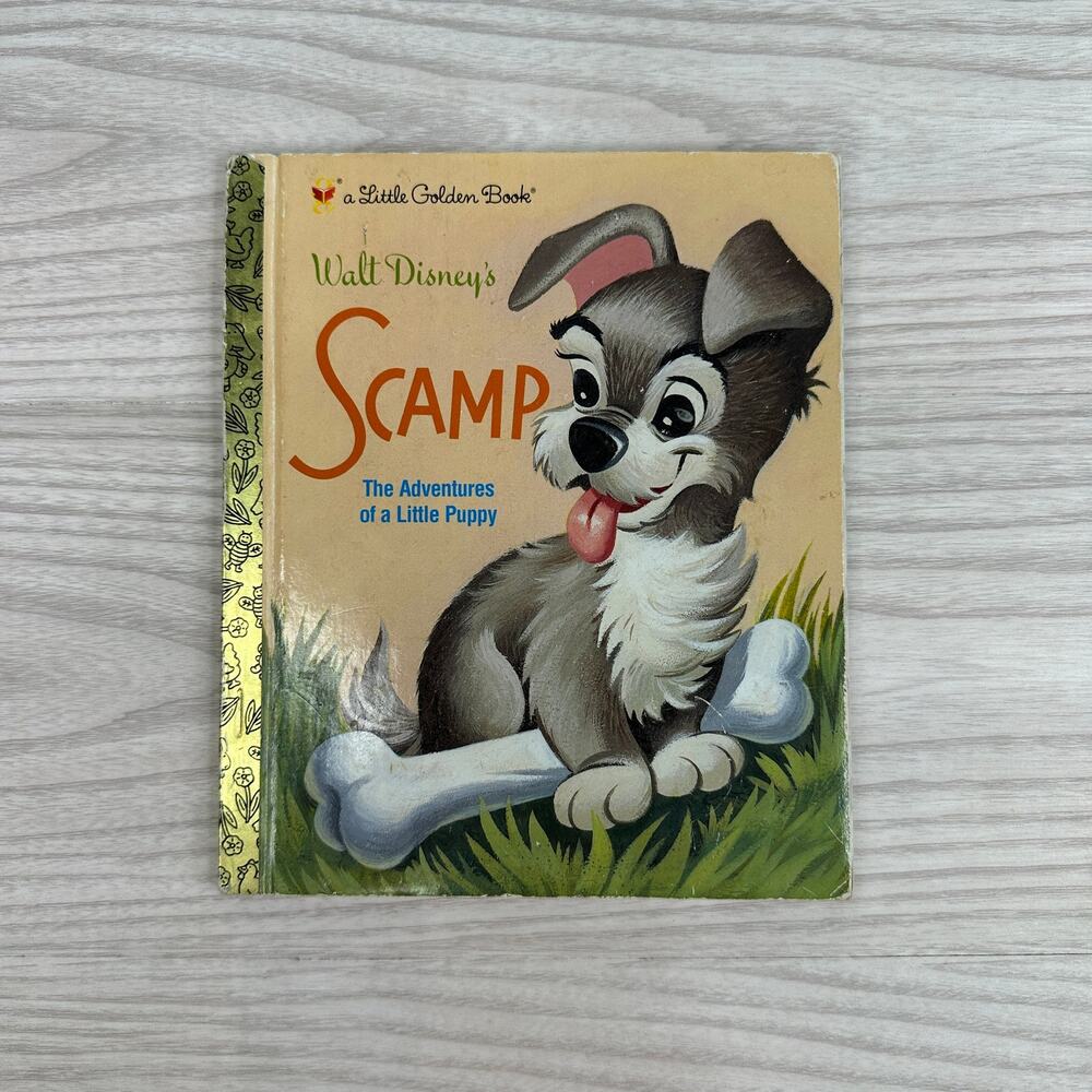 Vintage Walt Disney SCAMP Little Golden Book Hardcover The Adventures of a Puppy